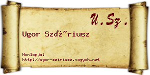 Ugor Szíriusz névjegykártya